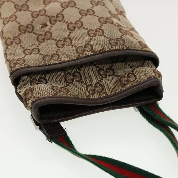 GUCCI GG Canvas Web Sherry Line Shoulder Bag Beige Green Red 141863 Auth ki2891 - Picture 7 of 16